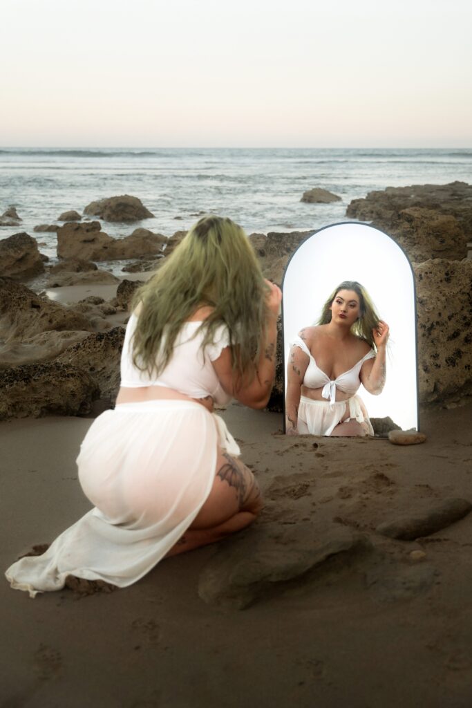 Boudoir photoshoot at a nude beach in Australia